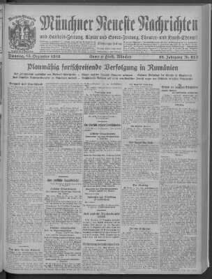 Münchner neueste Nachrichten Dienstag 12. Dezember 1916