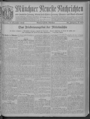 Münchner neueste Nachrichten Dienstag 12. Dezember 1916