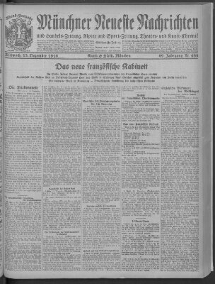 Münchner neueste Nachrichten Mittwoch 13. Dezember 1916