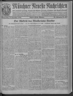 Münchner neueste Nachrichten Donnerstag 14. Dezember 1916