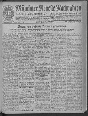 Münchner neueste Nachrichten Samstag 16. Dezember 1916