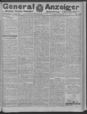 Münchner neueste Nachrichten Donnerstag 21. Dezember 1916