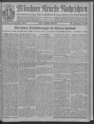 Münchner neueste Nachrichten Samstag 23. Dezember 1916