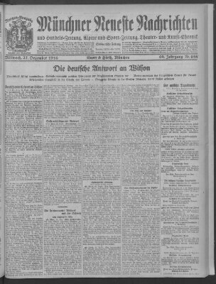 Münchner neueste Nachrichten Mittwoch 27. Dezember 1916