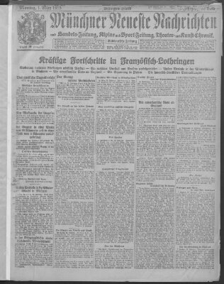 Münchner neueste Nachrichten Montag 1. März 1915