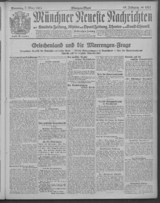 Münchner neueste Nachrichten Sonntag 7. März 1915