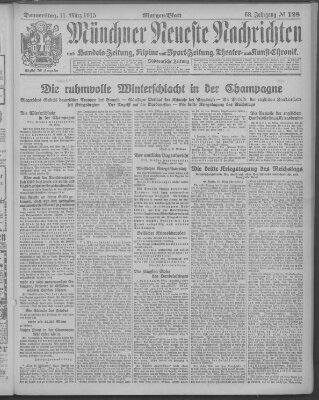 Münchner neueste Nachrichten Donnerstag 11. März 1915