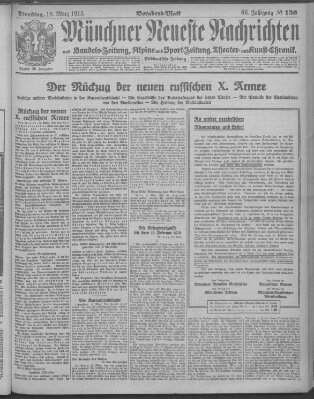 Münchner neueste Nachrichten Dienstag 16. März 1915