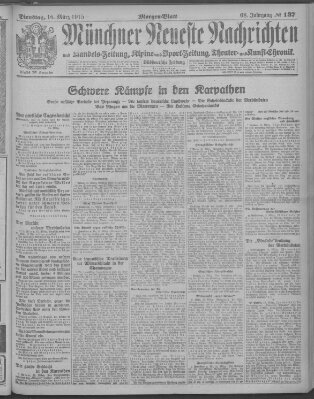 Münchner neueste Nachrichten Dienstag 16. März 1915