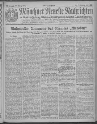 Münchner neueste Nachrichten Mittwoch 17. März 1915