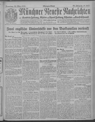 Münchner neueste Nachrichten Samstag 20. März 1915