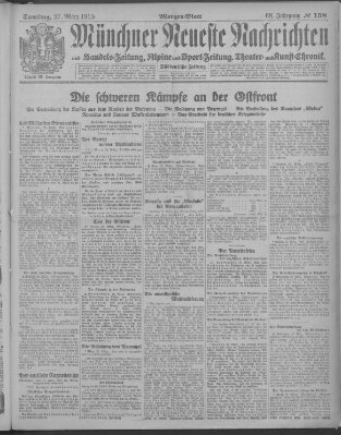 Münchner neueste Nachrichten Samstag 27. März 1915