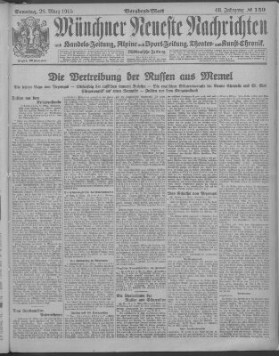 Münchner neueste Nachrichten Sonntag 28. März 1915