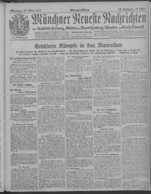 Münchner neueste Nachrichten Montag 29. März 1915