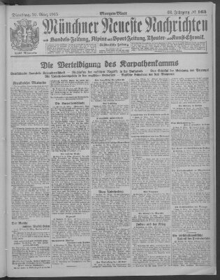 Münchner neueste Nachrichten Dienstag 30. März 1915