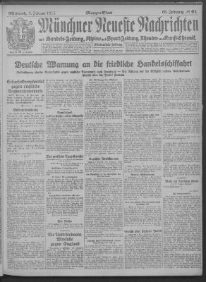 Münchner neueste Nachrichten Mittwoch 3. Februar 1915