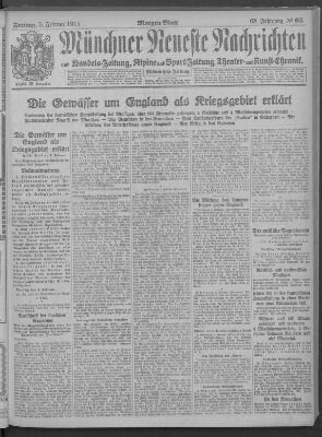 Münchner neueste Nachrichten Freitag 5. Februar 1915