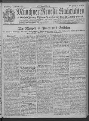 Münchner neueste Nachrichten Sonntag 7. Februar 1915