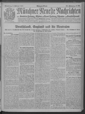 Münchner neueste Nachrichten Dienstag 9. Februar 1915