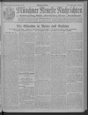 Münchner neueste Nachrichten Mittwoch 10. Februar 1915