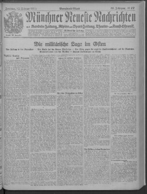 Münchner neueste Nachrichten Freitag 12. Februar 1915