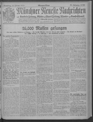 Münchner neueste Nachrichten Samstag 13. Februar 1915