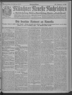 Münchner neueste Nachrichten Donnerstag 18. Februar 1915