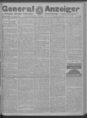 Münchner neueste Nachrichten Donnerstag 18. Februar 1915