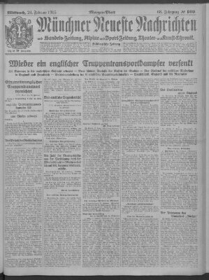 Münchner neueste Nachrichten Mittwoch 24. Februar 1915