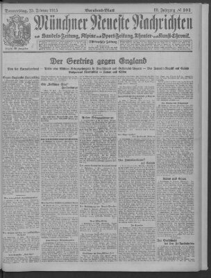 Münchner neueste Nachrichten Donnerstag 25. Februar 1915