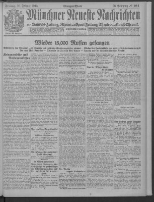 Münchner neueste Nachrichten Freitag 26. Februar 1915