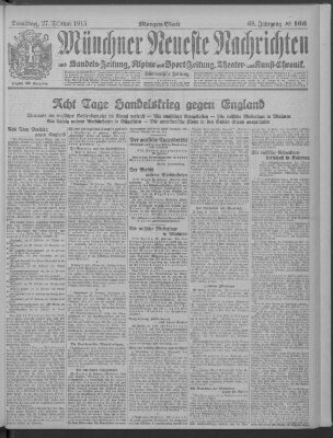 Münchner neueste Nachrichten Samstag 27. Februar 1915