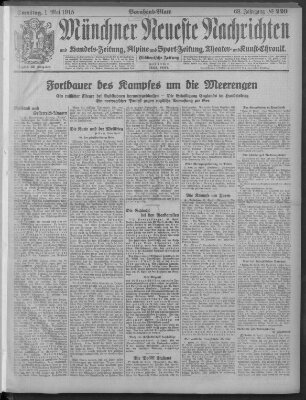 Münchner neueste Nachrichten Samstag 1. Mai 1915