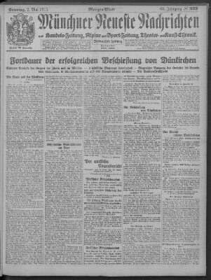 Münchner neueste Nachrichten Sonntag 2. Mai 1915