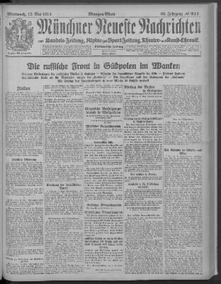 Münchner neueste Nachrichten Mittwoch 12. Mai 1915