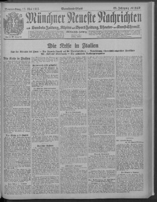 Münchner neueste Nachrichten Donnerstag 13. Mai 1915