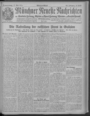 Münchner neueste Nachrichten Donnerstag 13. Mai 1915