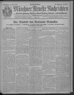 Münchner neueste Nachrichten Samstag 15. Mai 1915