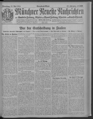 Münchner neueste Nachrichten Dienstag 18. Mai 1915