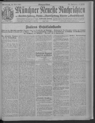 Münchner neueste Nachrichten Mittwoch 19. Mai 1915