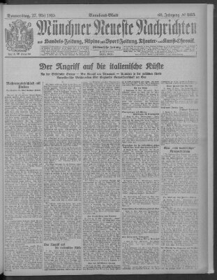 Münchner neueste Nachrichten Donnerstag 27. Mai 1915