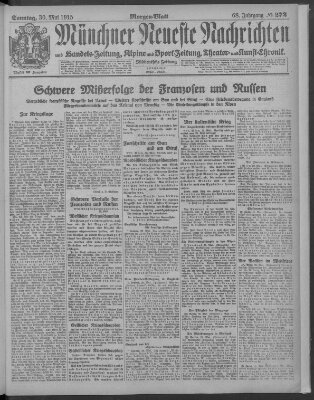 Münchner neueste Nachrichten Sonntag 30. Mai 1915