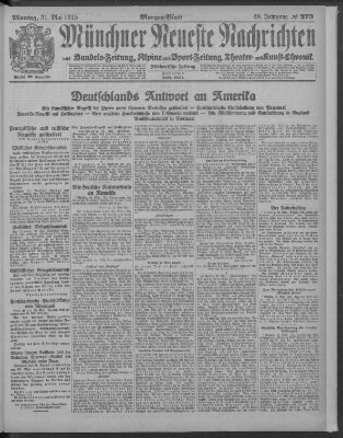 Münchner neueste Nachrichten Montag 31. Mai 1915