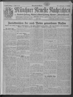 Münchner neueste Nachrichten Donnerstag 1. Juli 1915