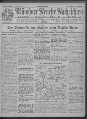 Münchner neueste Nachrichten Donnerstag 1. Juli 1915