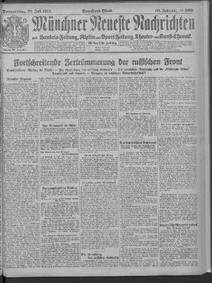 Münchner neueste Nachrichten Donnerstag 22. Juli 1915