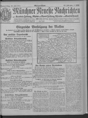 Münchner neueste Nachrichten Donnerstag 22. Juli 1915