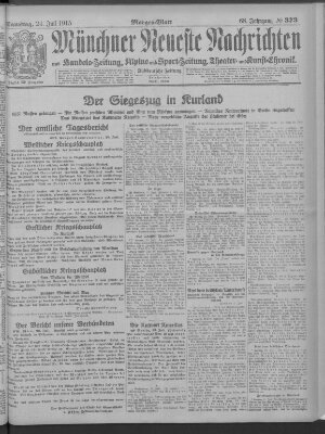 Münchner neueste Nachrichten Samstag 24. Juli 1915