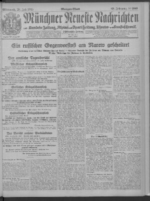 Münchner neueste Nachrichten Mittwoch 28. Juli 1915