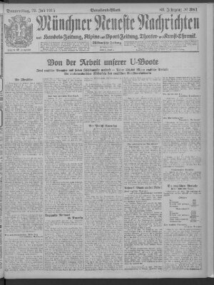 Münchner neueste Nachrichten Donnerstag 29. Juli 1915